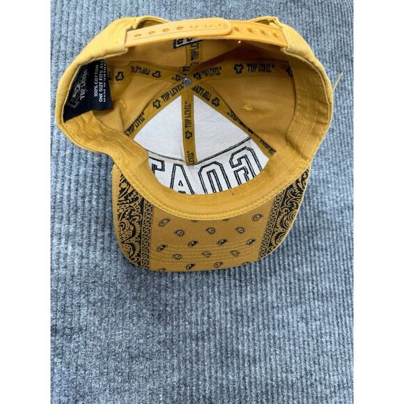 Top Level GOAT Hat Men's OS Yellow Paisley Embroidered Spell Out Black Lettering - Picture 6 of 6